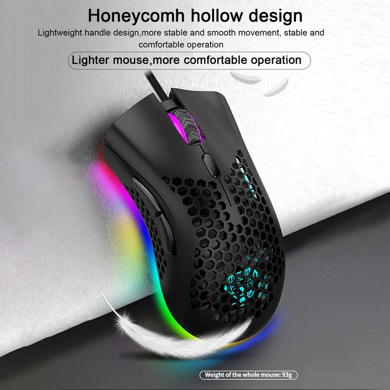 Farfi G905 Mouse cablato Cavo a nido d'ape Regolabile DPI Programmabile 7200 DPI Mouse da gioco per desktop_voghion.com