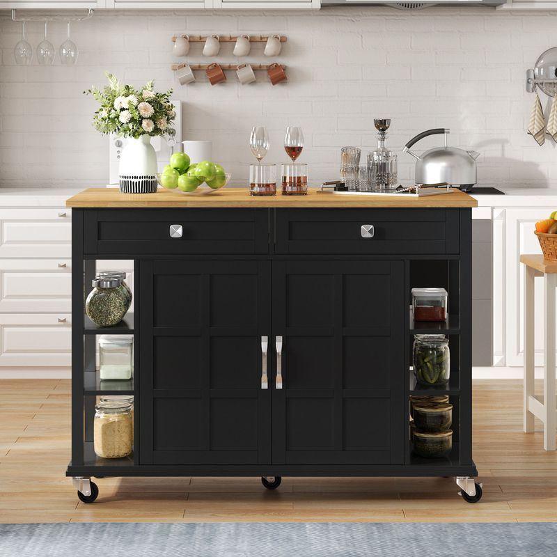 Küchenwagen Mit Klappbarer Platte, 120×65 Cm, 2 Schubladen, Rollen Für Küche & Wohnzimmer_voghion.com