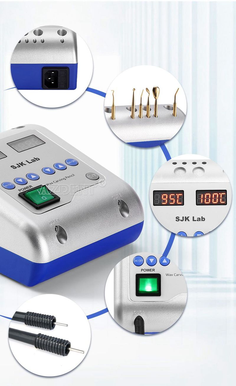 Couteau à découper électrique pour équipement de laboratoire AZDENT contenant 6 pointes de cire + 2 stylos outils dentaires_voghion.com