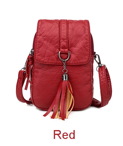 Borse a tracolla in morbida pelle per donna Borsa a tracolla con nappe tinta unita di alta qualità Borse a tracolla per cellulare retrò_voghion.com