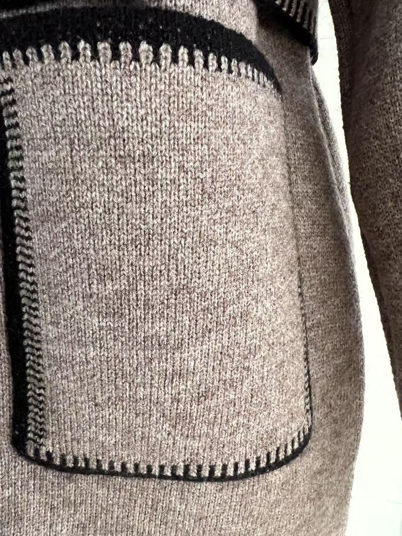 Elegant Belted Knit Cardigan - Oversized Longline V-Neck Sweater With Contrast Trim, Soft Lambswool Blend, Casual & Chic_voghion.com