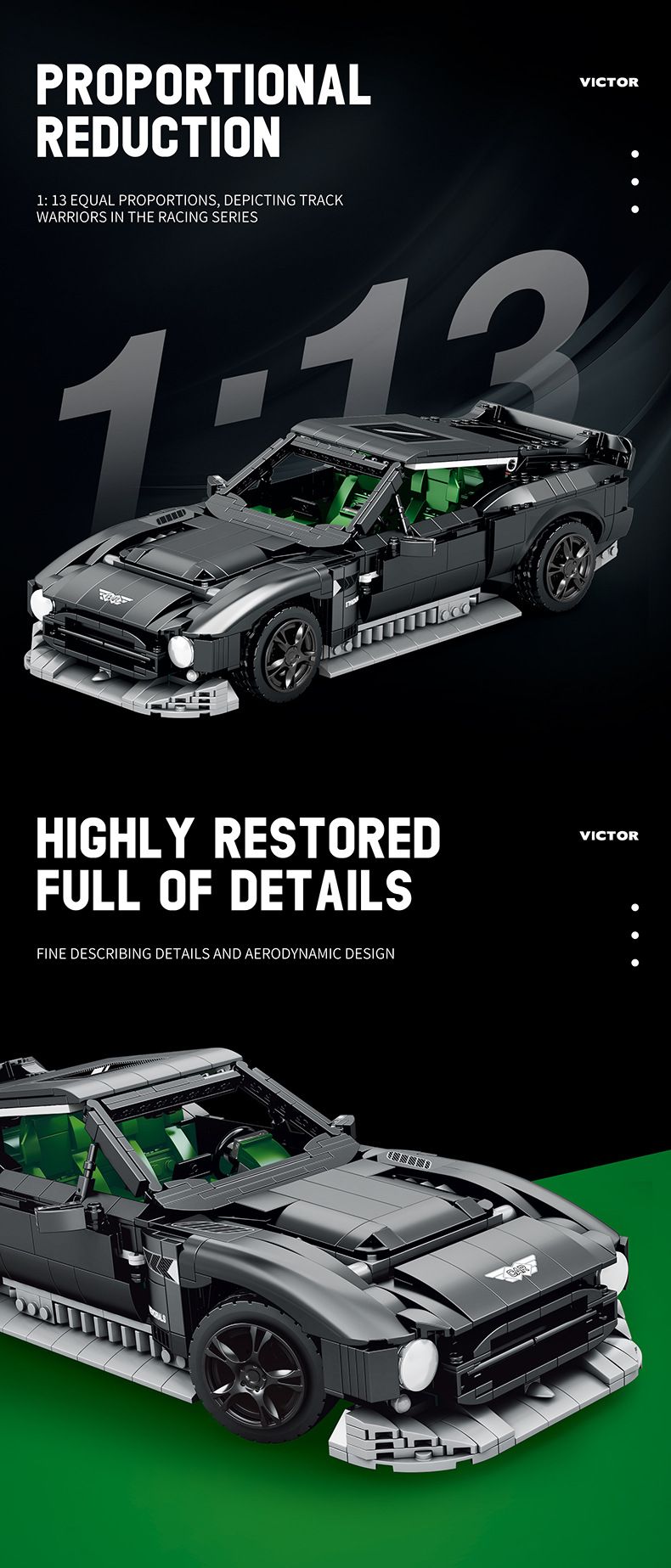 Supercar VICTOR Building Blocks – 800+ ABS Bricks STEM Toy For Boys, DIY Racing Car Model With Battery-Powered Motor_voghion.com