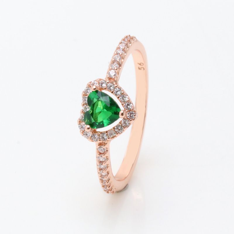 Nuovo anello in argento con pietra singola a forma di cuore inclinato trasparente della famiglia, anello verde con conchiglia rosa da donna in regalo_voghion.com