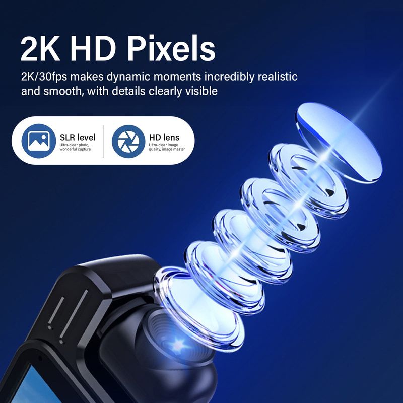 Action Camera, Body Camera, HD Lens 120 Degree Wide Angle Lens (180 Degree Rotatable), Support Video&Photo Editing External Microphone Vlog Camera_voghion.com