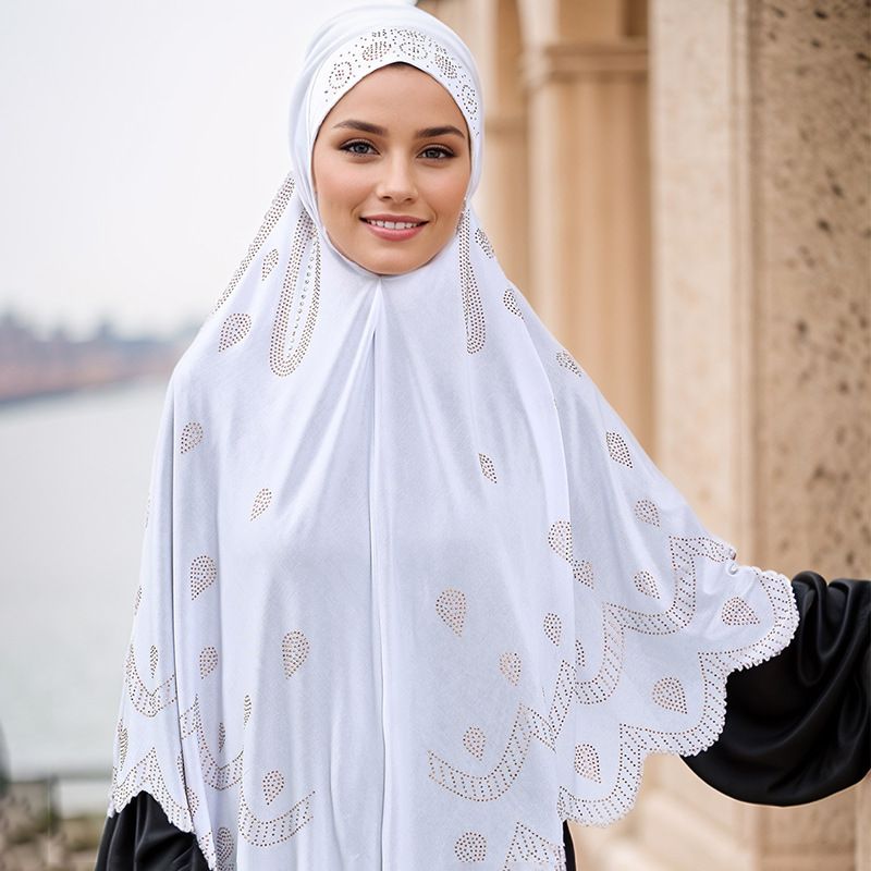 Foulard en lin à grandes vagues et fleurs taillées en diamant, style malaisien, style Dubaï, tendance_voghion.com