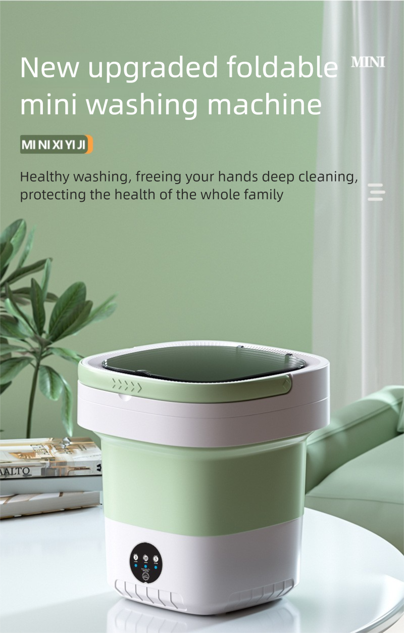 Mini lavatrice pieghevole con centrifuga, completamente automatica per calzini e biancheria intima._voghion.com