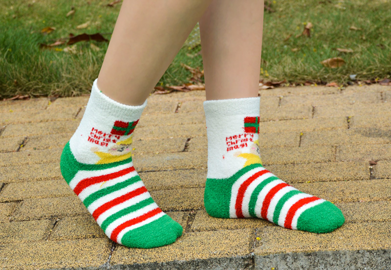 Calzini da donna Calza di Natale Calza di Natale da donna Le nuove calze da donna di Babbo Natale in velluto corallo_voghion.com