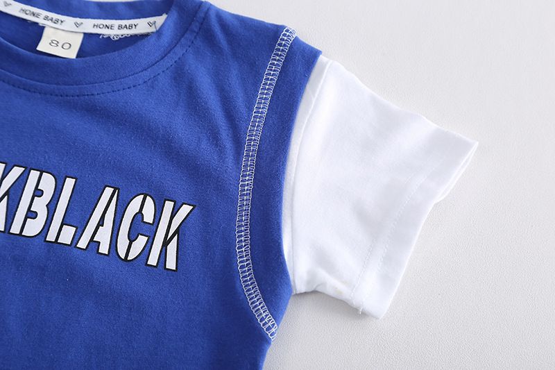 2024 Hot Selling Summer New Boys Matching Solid Color Letter Short Sleeve Shorts Two Piece Set_voghion.com