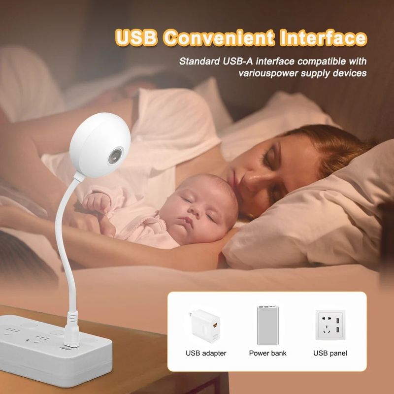 Smart USB-lampkamera - 3MP mini WiFi-säkerhetskamera för inomhusövervakning av baby (Plug & Play-nattseende, 2-vägs ljud, rörelsedetektering)_voghion.com