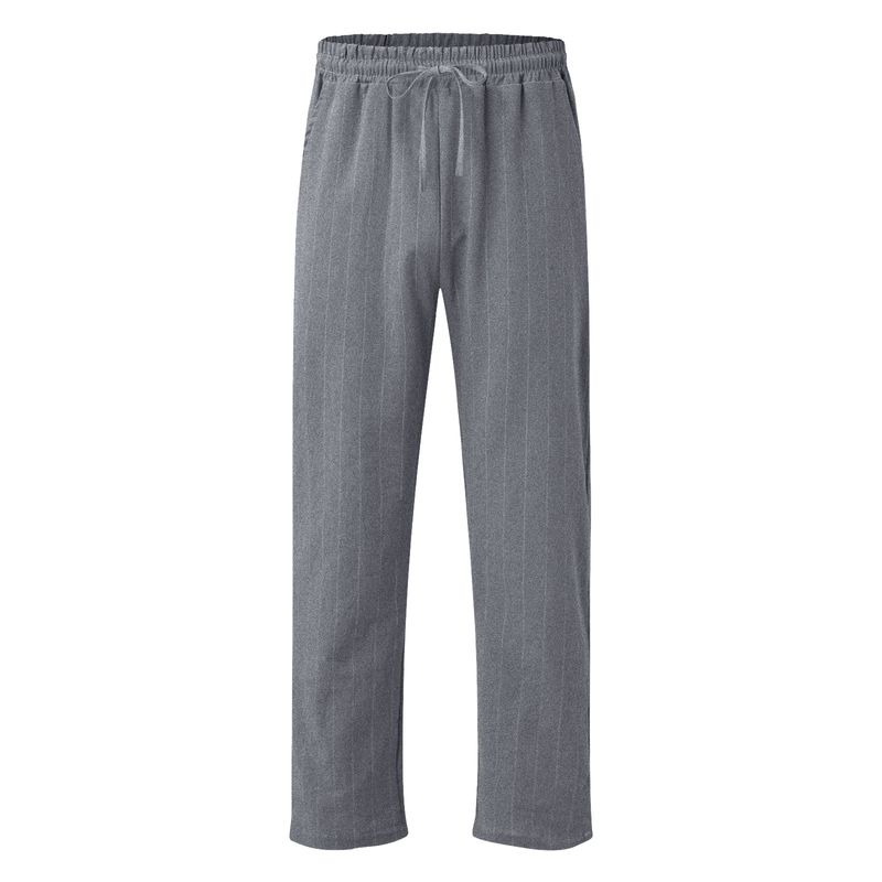 Nuovi pantaloni da uomo a righe verticali con coulisse elastica in vita in cotone e lino pantaloni casual da spiaggia_voghion.com