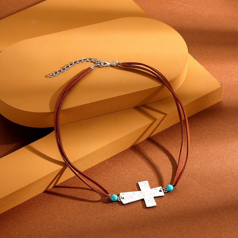 necklace national style bull head cross cowboy Maillard stacking select retro necklace_voghion.com
