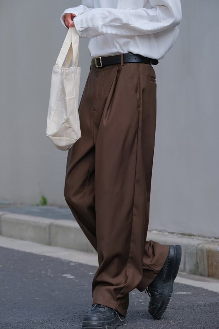 Herrenbekleidung Herrenhose mit entspannter Passform und geradem Bein – Freizeit- und Bürokleidung, weite Anzughose mit bequemem Stretch, Optionen in Braun und Schwarz_voghion.com