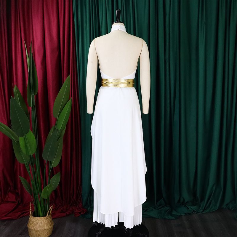 Damenbekleidung Sommermode zweiteilig ärmellos rückenfrei unregelmäßig langer Rock Hose mit weitem Bein_voghion.com