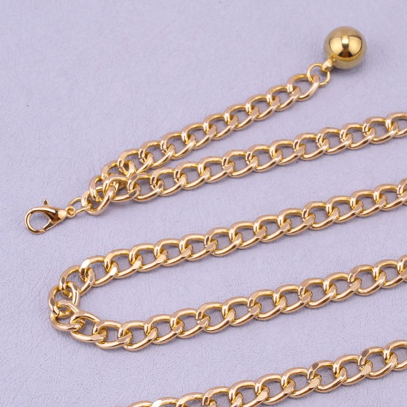 Waist Chain Combination, Gold And White K, Multiple Fashionable Geometric Accessories, Jeans Paired With Trendy Body_voghion.com