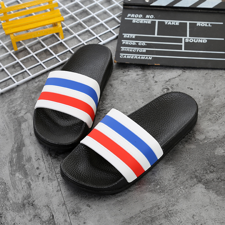 Summer Striped Home Non-slip Slippers Women's Indoor Flip Flops New Fashion three-bar sandals factory direct sales_voghion.com