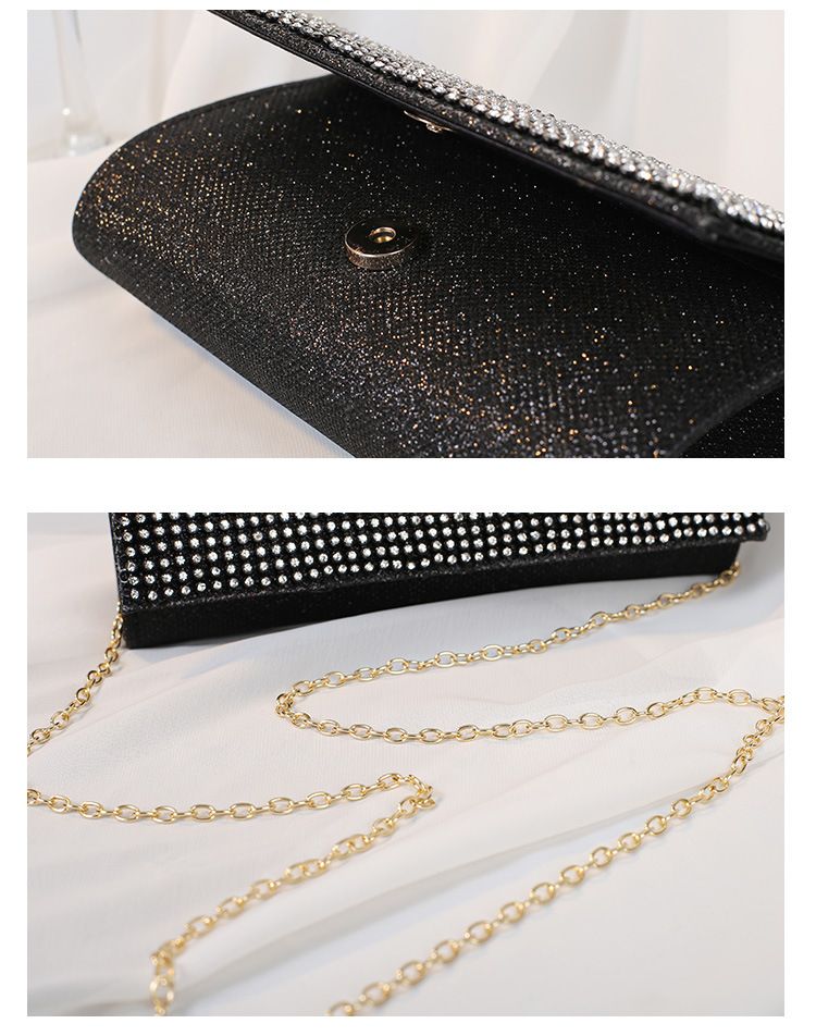 Pochette enveloppe de luxe en cuir synthétique – Sac de soirée tendance à fermeture magnétique et doublure en satin (Rouge/Noir/Or/Argent)_voghion.com