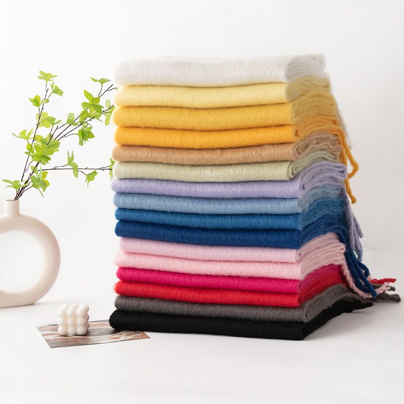 2024 Nuova sciarpa in cashmere tinta unita bifacciale per donna autunno inverno ispessita calda, versatile e_voghion.com