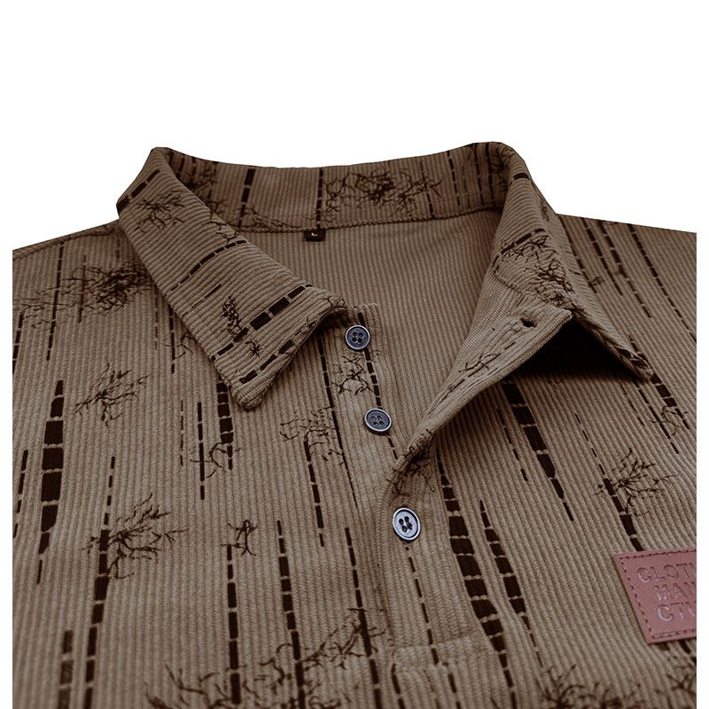 Herren Langarm Poloshirt Herbst und Winter Neues Jacquard Revers Top_voghion.com