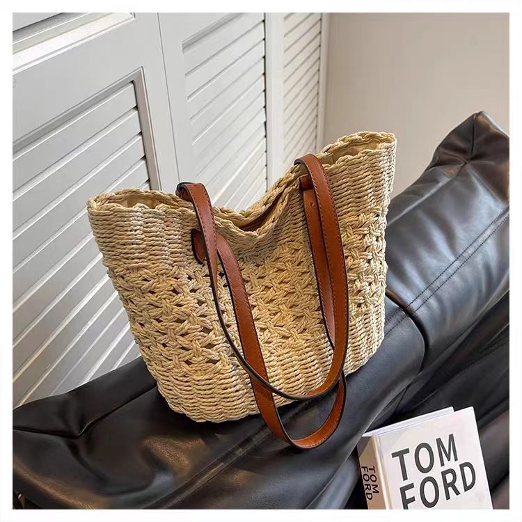 Γυναικεία τσάντα ώμου, υφασμένη τσάντα διακοπών για παραλία, τσάντα tote, καλάθι λαχανικών χειρός, μοντέρνα υφασμένη τσάντα μεγάλης χωρητικότητας_voghion.com