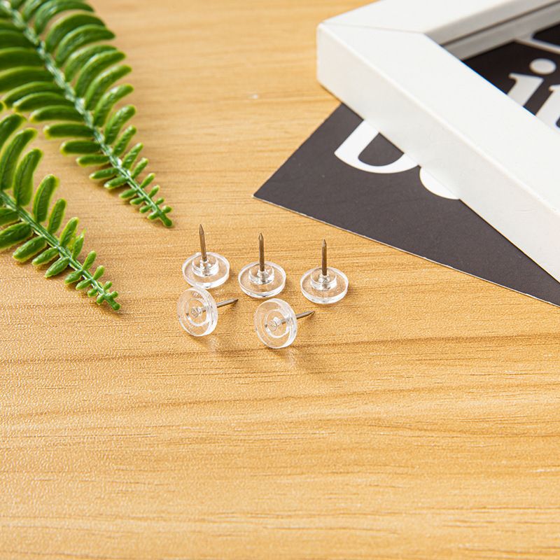 Chincheta de corcho de plástico con forma especial para uñas redondas pequeñas y transparentes, 100 unidades por caja_voghion.com