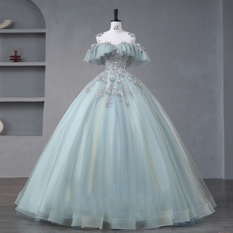 Elegant Off-Shoulder Ball Gown – A-Line Tulle Dress For Concerts, Recitals & Formal Events (XS-3XL)_voghion.com