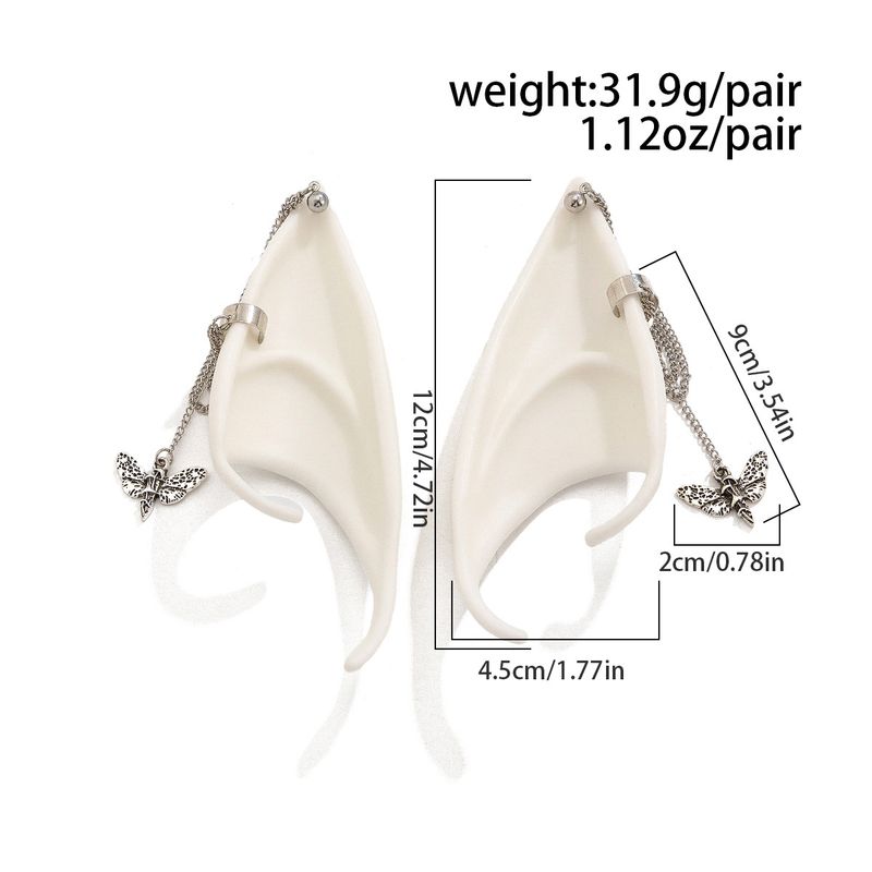 Boucles d'oreilles pour femmes, accessoires de boucles d'oreilles en or, elfe blanc, sans trou, double crochet, chaîne dense exagérée, pompon, clips d'oreilles papillon_voghion.com