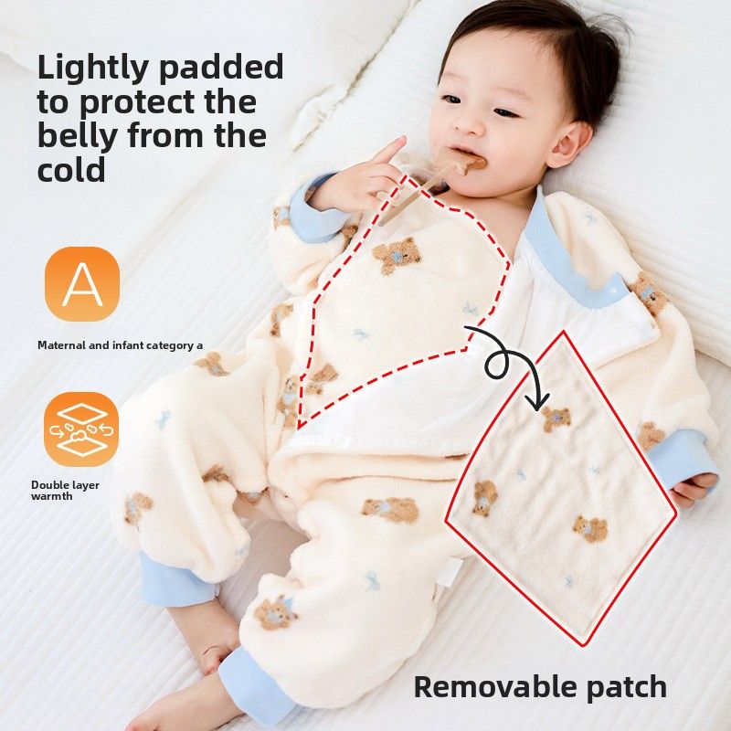 Baby-Einteiler aus dickem Fleece, Kinderpyjama für Herbst und Winter, warmer Baby-Schlafsack, Loungewear der Klasse A_voghion.com