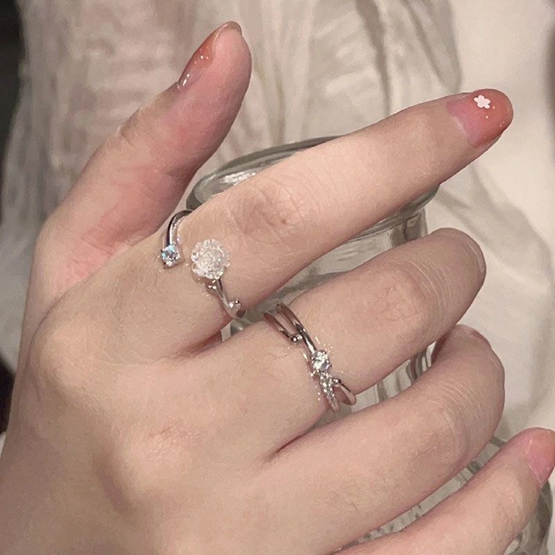 Camellia Iins 2024 New Romantic French Style Open Finger Ring For Girls Best Friends Niche Design Gift_voghion.com