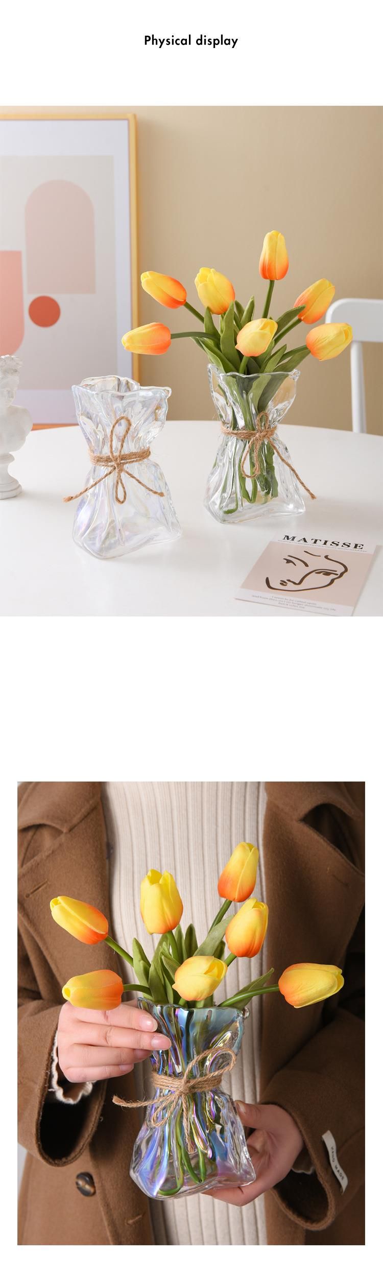 Nordic INS Light Luxury Irregular Transparent Glass Vase Creative Exhibition Designer Ornament Hydroponic Art Flower_voghion.com