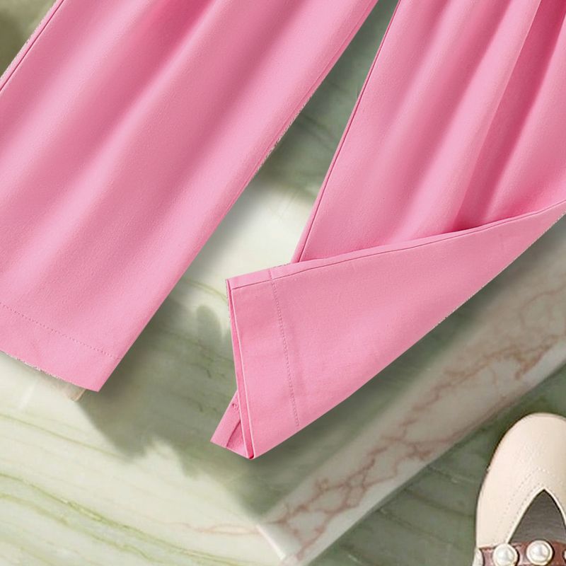 Traje de trabajo para madres e hijos, para niñas, color liso, con tirantes y botonadura sencilla, de mezclilla, talla pequeña y mediana, de dos piezas._voghion.com