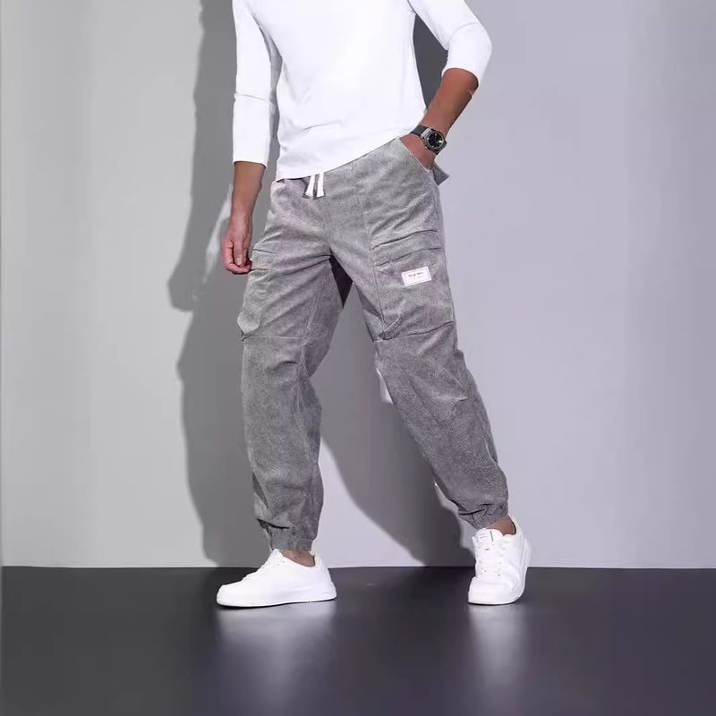 Men's Clothing Autumn Corduroy Overalls Men's Cuffs Loose Casual Trousers With Multiple Pockets_voghion.com