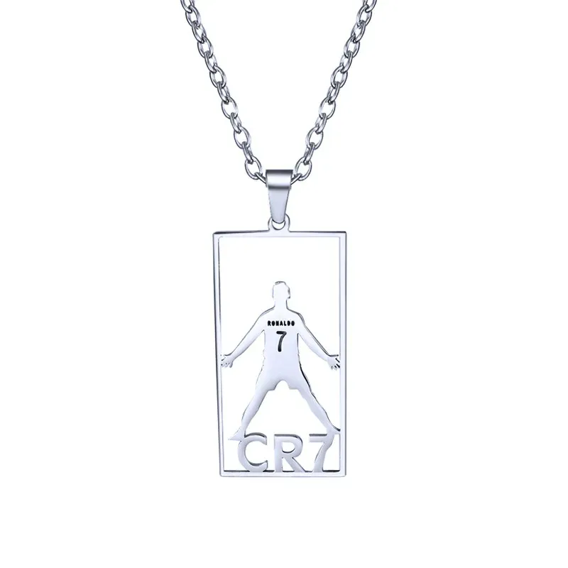 Hot Sales CR7 Stainless Steel Necklace Football Soccer Star Cristiano Ronaldo Leo Messi Pendant Clavicle Charming Jewelry Set_voghion.com