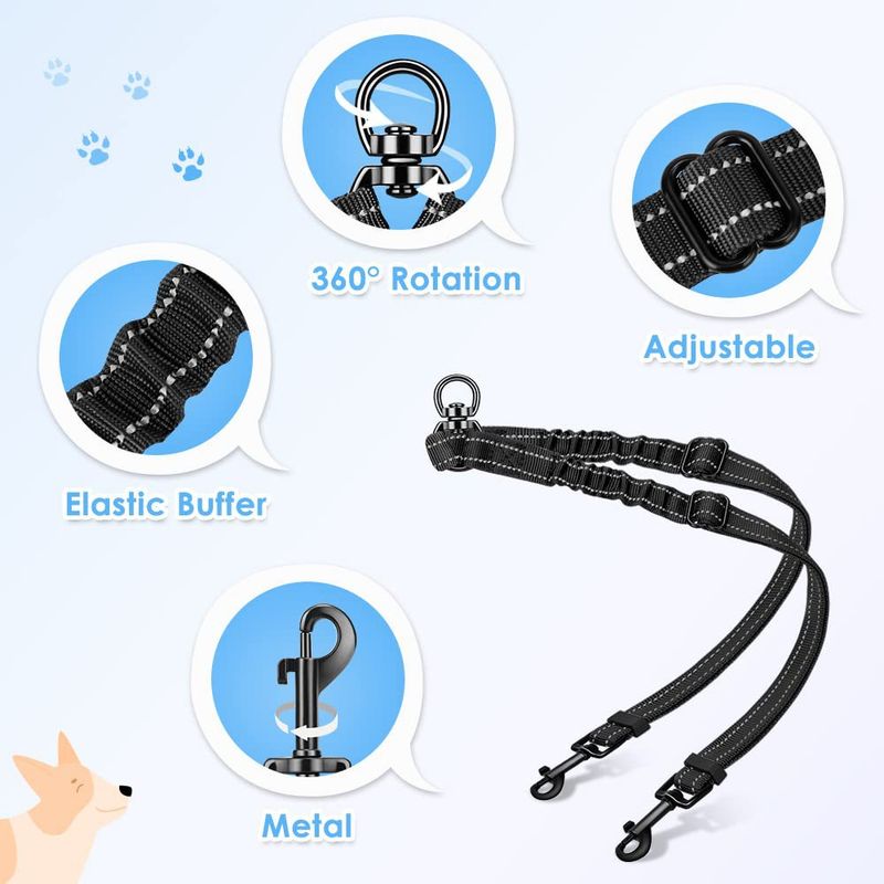 Ny dobbel hund – ingen sammenfiltring – 360° roterende reflekterende gripestropp_voghion.com