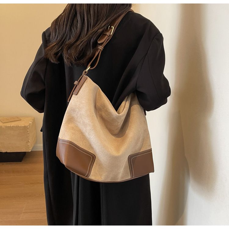 Borsa a tracolla singola in pelle scamosciata di alta qualità per donna 2024, nuova borsa alla moda e versatile con grande capacità per i pendolari_voghion.com