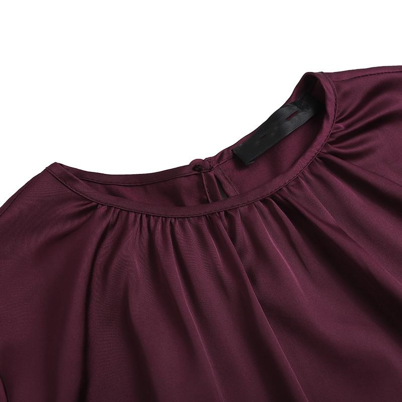 Ženska muslimanska stilska okrogla izrezna obleka z dolgimi rokavi in pasom za hujšanje, modna elegantna halja, ohlapna obleka_voghion.com