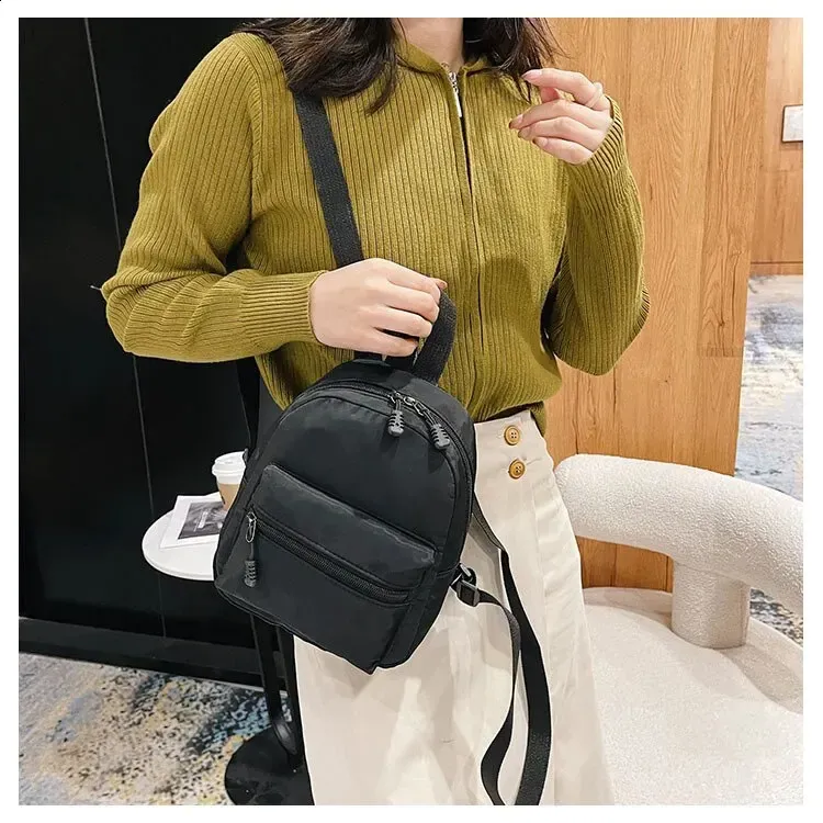 1 pz Mini zaini da donna, borsa da donna in nylon alla moda, piccole borse scolastiche, zaino bianco per ragazze adolescenti, zaino casual alla moda_voghion.com