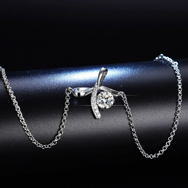 Catena con sei archi a forma di fiocco per donna, semplice braccialetto alla moda con girasole imitato in moissanite_voghion.com