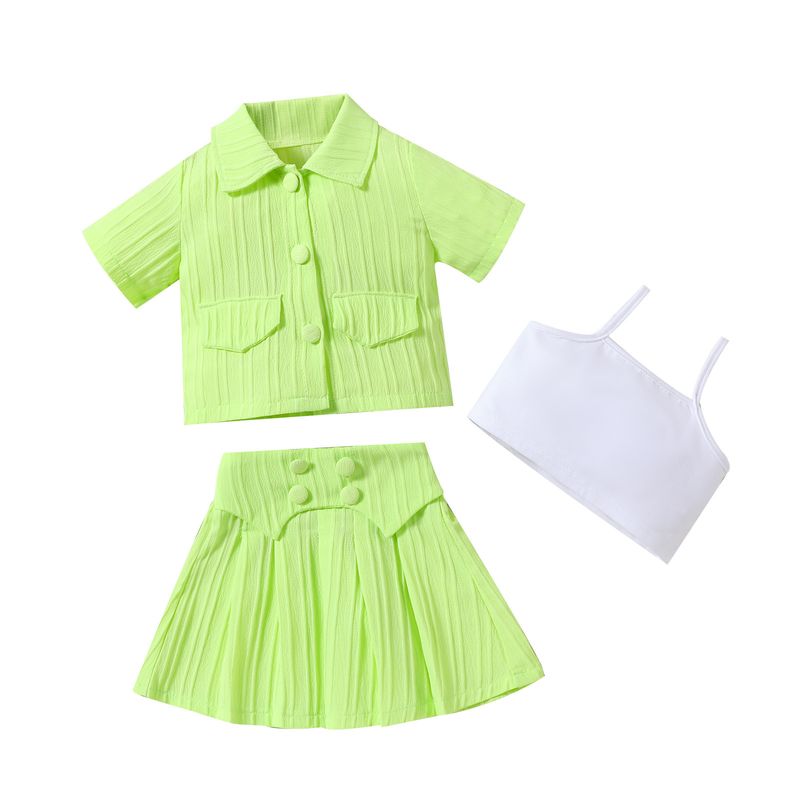 Παιδικό καλοκαιρινό γιλέκο με τιράντες, πολύχρωμο πέτο, μονόπετο μπουφάν με μανίκια, πλισέ κοντή φούστα, σετ για κορίτσια_voghion.com