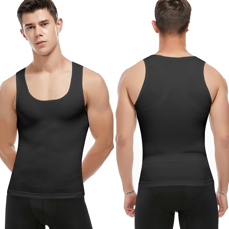 Shaper-compressieshirts voor heren Taille verminderen ondergoed Bodyshaper COMFREE Tummy Control Fiess bodysuit tanktops_voghion.com
