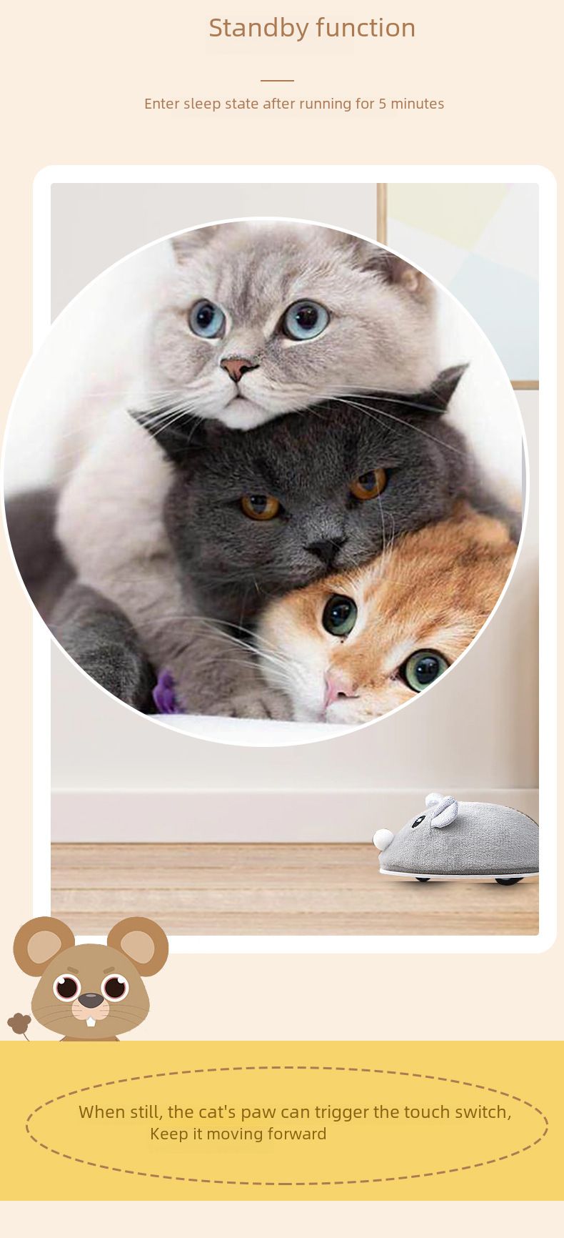 Electric mouse pet toy cat toy electric interactive self-Hi cat toy smart walking cat toy_voghion.com