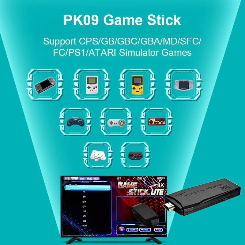 NY 32GB/64GB Indbygget 10000 Retro Håndholdt Spilkonsol Med Trådløs Controller Videospil Stick Til PS1/GBA_voghion.com