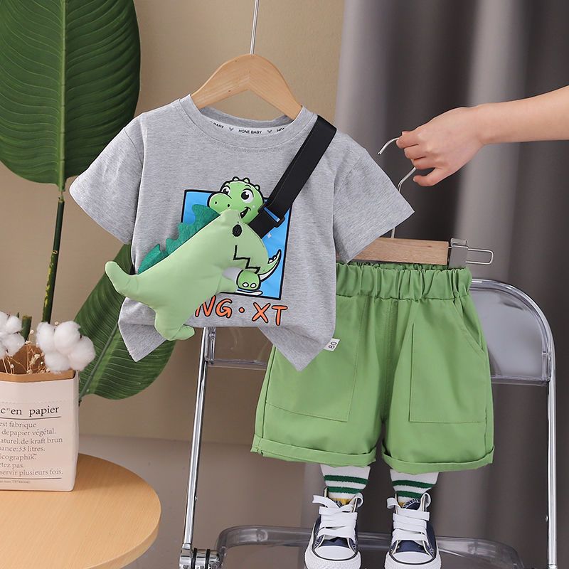 Ragazzi maniche corte 2024 Nuovo alla moda abbigliamento estivo per bambini neonati bambini cartone animato due pezzi set_voghion.com