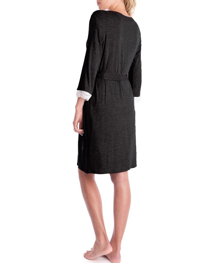 Pigiama abito premaman con maniche a 3/4 e pannello in pizzo moda 2024_voghion.com