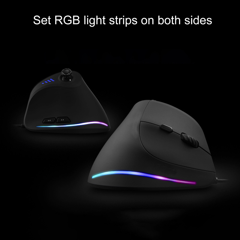 Farfi C18 Vertical Programmable Ergonomic 10000 DPI Adjustable RGB Light Strip USB Optical Gaming Mouse Wired Mice for_voghion.com