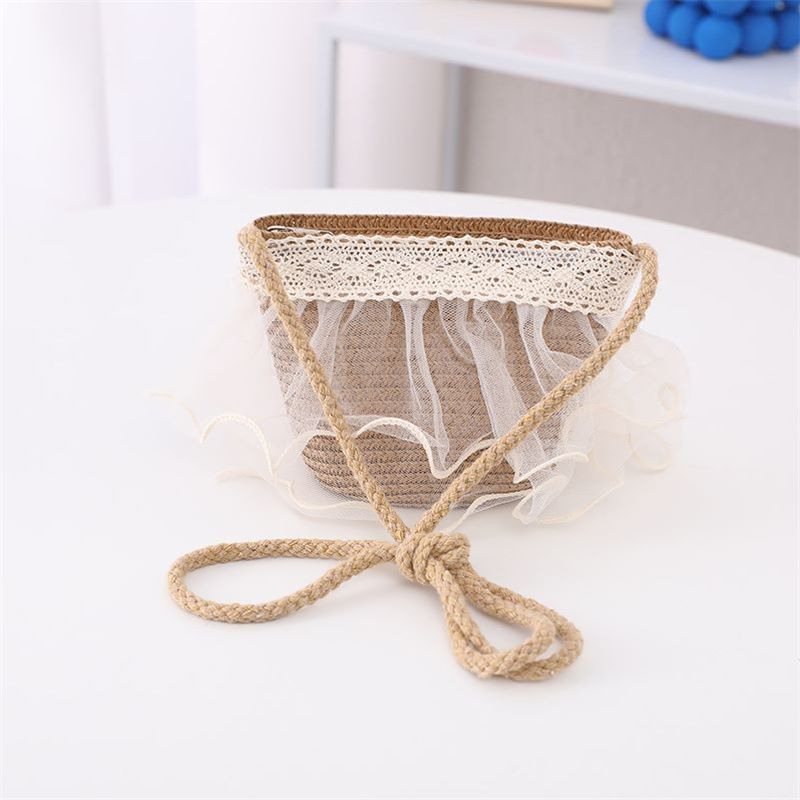Set di borse di paglia per bambini, parasole per donne, protezione solare, cappello da spiaggia in rete, estivo da principessa_voghion.com