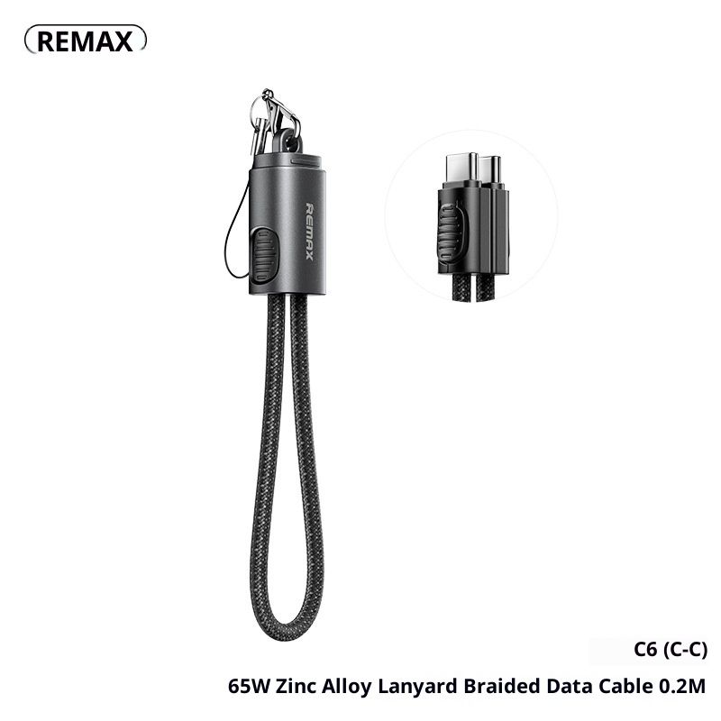 Digitex REMAX PD30W/65W Cavo dati portatile con cordino, interfaccia USB-C, ricarica rapida, cavo corto intrecciato da 20 cm_voghion.com