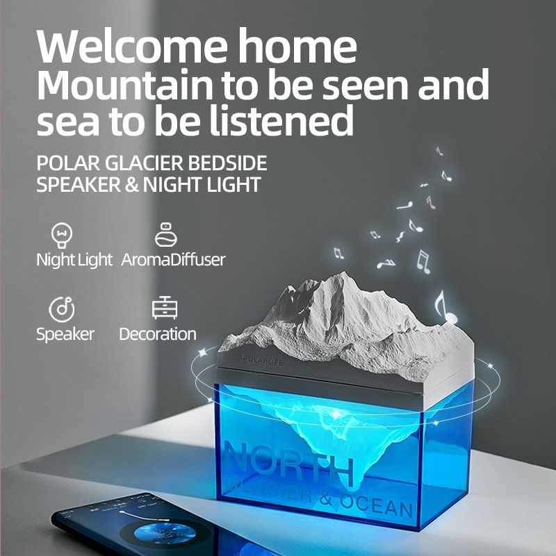 Glacier Wireless Bluetooth Desktop Speaker Aromatherapy Bedside Night Light Wireless Blue Tooth Speaker Super Bass Decoration_voghion.com