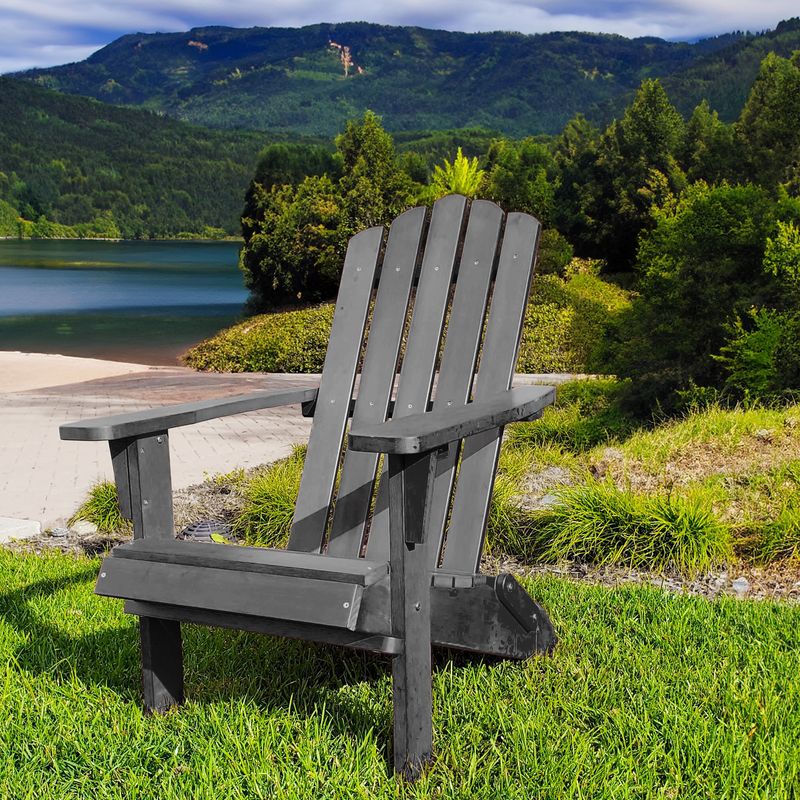 HIPS Folding Adirondack Chair, Durable Weather Resistant, No Pins Needed, 300 Lb Capacity, Black_voghion.com
