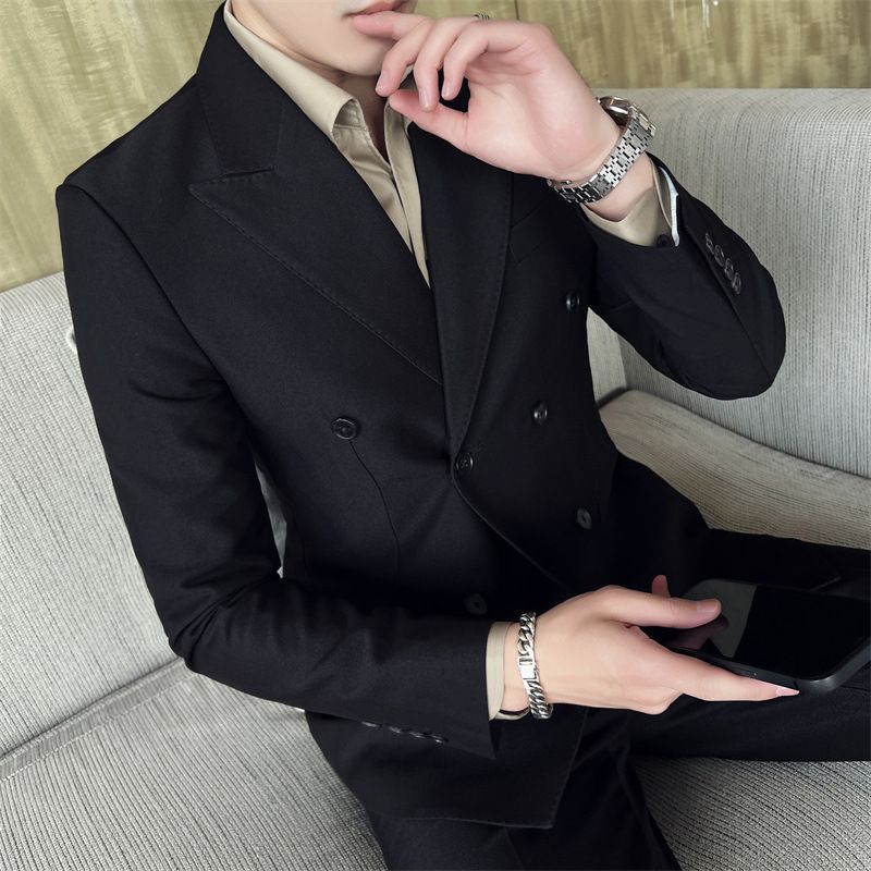 CT Two-Piece Set For Men Performance Formal Wear Host Stage Photo Studio Wedding Double-Breasted Men's Suit_voghion.com