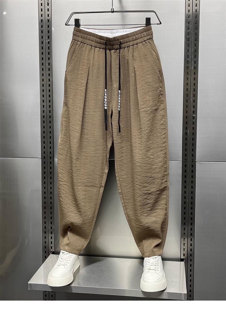 Men's Clothing 2024 Summer New Cotton and Linen Ultra thin Casual Pants Men's Breathable Drape Pants Trendy Loose Harem Carrot Pants_voghion.com